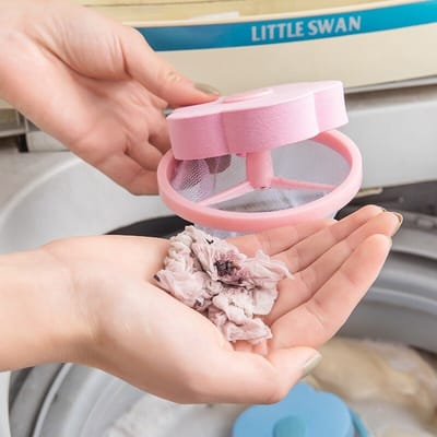 Narimano® Pluisfilterzak voor wasmachine, herbruikbaar, drijvende mesh-tas, bloemenvorm, draagbaar, pluizenvange