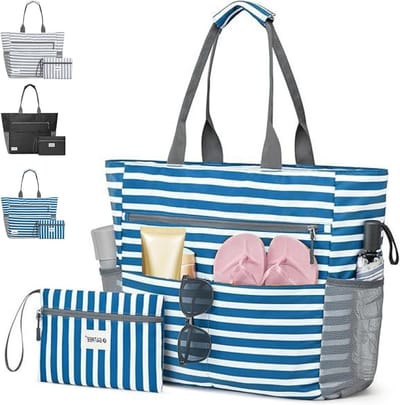 Grote Strandtas voor het Gezin, XL Sporttas met Mini Badtas, Ideaal voor Vakantie, Winkelen en Dagelijks Gebruik