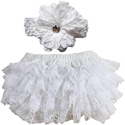 Ruches Bloomers Kant Diaper Cover Frilled Knickers Meisjes Fotografie Prop Kostuum met Hoofdband