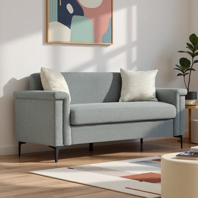 MODENUIT 2-Zitsbank 172 cm - Compact Ontwerp - Voor Woonkamer En Appartement - Polyester, Metaal En Hout - Lichtgrijs