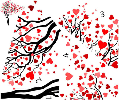 Muurstickers - Hartenboom - Transparante achtergrond - 60x70cm