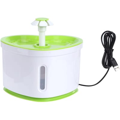 Fontaine à eau automatique pour chien et chat, forme de cœur, avec lumière LED, alerte de manque d'eau et de panne de courant vert