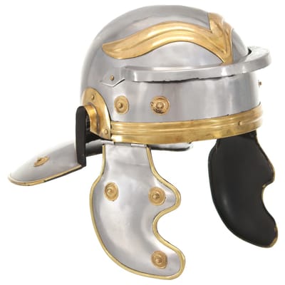 Casque de Soldat Romain Réplique Antique pour LARP Acier Argenté