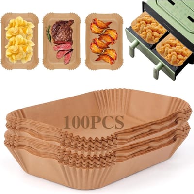 EXCITAT Bakpapier - Airfryer Bakpapier - Vetvrij papier - Gemakkelijk te gebruiken - Geschikt om te bakken - 100 stuks