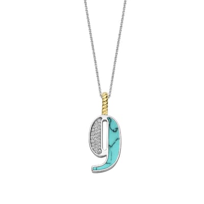 TI SENTO Dames Hanger - 925 zilver - Cijfer 9 - Turquoise - 6841TQ_9