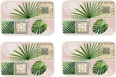 Decorline - Placemats 28,5x44 cm - Placemat Ondoorzichtige - Polypropyleen Chamae - Palm - Roze - Groen - Creme - 4 stuks