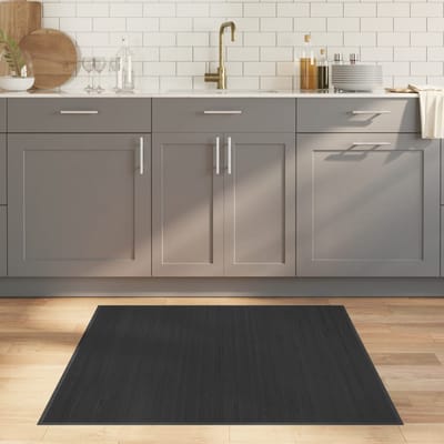 vidaXL - Vloerkleed - vierkant - 100x100 - cm - bamboe - grijs