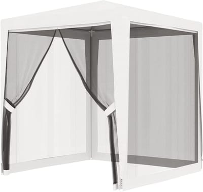 Partytent met zijwanden - Feesttent paviljoen - Buitenfeesten organiseren - Insectenwerende netwanden - 2 x 2 meter - Wit