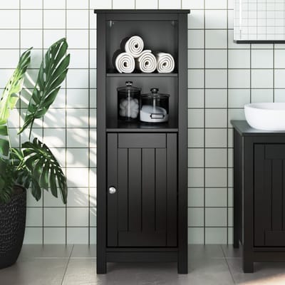 vidaXL - Badkamerkast - BERG - 40x34x110 - cm - massief - grenenhout - zwart