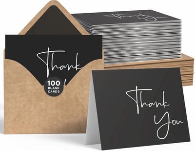 Set van 100 Blanco Bedankkaarten met Enveloppen en Stickers - Stijlvol 10x15cm voor Diverse Gelegenheden