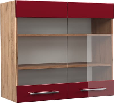 Vicco Fame-Line Glazen keukenkast – 80 cm Bordeauxrode hoogglans