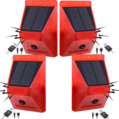 Zonne Alarm - Bewegingsmelder Sirene - Beveiliging Tuin - 129db Geluid Licht - 8.8 x 3.8 x 13.9 cm