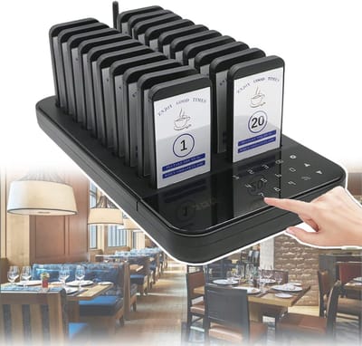 Restaurant Pager Systeem - Draadloos Oproepsysteem Pagers - Efficiëntie Verhogend - 500 Meter Bereik - 20 Pagers - Zwart