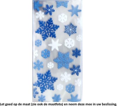 25x Uitdeelzakjes Sneeuw Ijs 12.5 x 27.5 cm - Blauw Wit - Blue White - Winter - Kou - Cold - Snow - Ice crystal - Cellofaan Plastic Traktatie Kado Zakjes - Snoepzakjes - Koekzakjes - Koekje - Cookie Bags