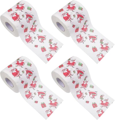Feestelijk Toiletpapier - Kerst Servetten - Feestelijke Decoratie - Zacht Houtmateriaal - 4 Rollen - Gekleurd