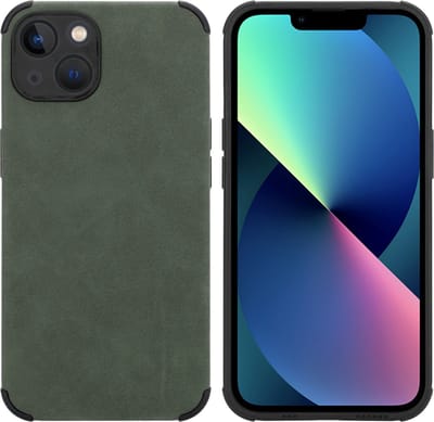 Cadorabo Hoesje geschikt voor Apple iPhone 13 in Smaragd Groen - Beschermhoes gemaakt van TPU-silicone Case Cover met fijne faux-suède achterzijde