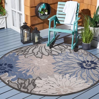 Muratap Binnen en buiten vloerkleed floral outdoor laagpolig tapijt 150 cm rond