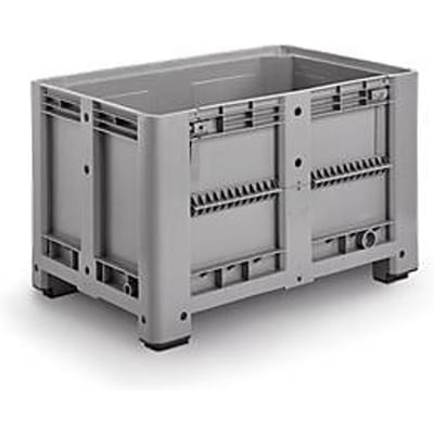 Stapelbare palletkist - polyetheen - L 1200 x B  800 x H 760 mm - 470 liter - met 4 poten - gesloten wanden met uitneemklep