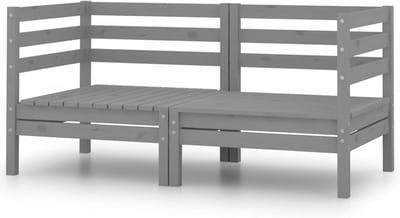 Houten Hoekbank - Modulaire Bank - Buiten Ontspannen - Massief Dennenhout - 63.5 x 63.5 x 62.5 cm - Grijs