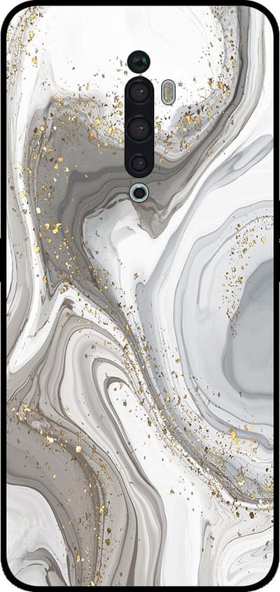 Smartphonica Telefoonhoesje Geschikt voor Oppo Reno2 Z met marmer opdruk - TPU backcover case marble design - Zilver geschikt voor Oppo Reno2 Z