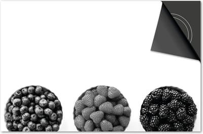 Inductie beschermer 60x60 - afdekplaat inductie mat - Dietrix Kookplaat beschermer - Exclusief - Groente en Fruit - Zwart wit fruitbakjes