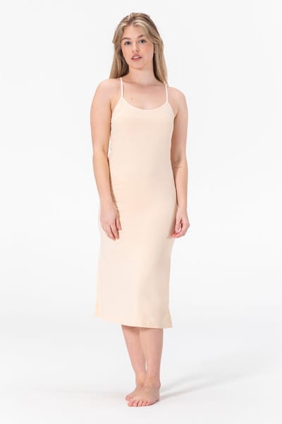 Dames Onderjurk - Nachtjurk - Slaapjurk - Anti-statisch - Beige - Microfiber - Lang (120CM) - Maat S/M