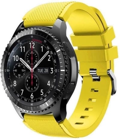 By Qubix - Compatible Samsung bandje - Siliconen sportbandje - Geel - Geschikt voor Samsung Galaxy Watch 3 (45mm) - Galaxy Watch 46mm - Samsung Gear S3 Classic & Frontier