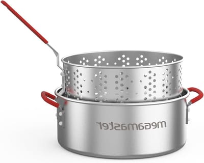 Aluminium Friteuse - Friteuse met mand - Buiten koken - Snelle opwarming - 10.5 Kwart - Zilver