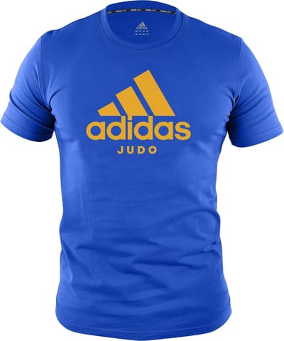 Adidas judo T-shirt | blauw met oranje opdruk | maat XL