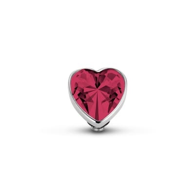 Melano Twisted Heart Steentje Fuchsia Zilver