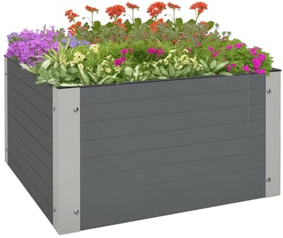 Plantenbak - Verhoogd Tuinbed - Kruidenbed - Bloembak - Weerbestendig - Plantenbed - Kweekbak - Moestuinbak - voor Buiten, Terras, Tuin & Balkon - voor Groenten, Bloemen & Kruiden - 60 x 60 x 30 cm - Donkergrijs