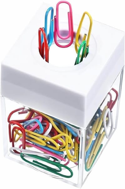 Paperclipdispenser met grote capaciteit, magnetische papercliphouder voor kantoor, klaslokaal en thuisgebruik, handige organizer voor bureaubenodigdheden (wit)