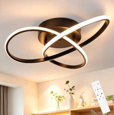 NETTLIFE Plafondlamp LED – 40cm - Zwart – Dimbaar - Moderne Plafondverlichting – met creatief ontwerp - Metaal - voor Woonkamer | Slaapkamer | Gang - 33W