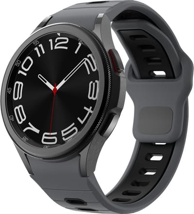 Siliconen bandje - geschikt voor Samsung Galaxy Watch 7 / Watch 6 / Watch 6 Classic / Watch 5 / Watch 5 Pro / Watch 4 / Watch 4 Classic / Watch FE - grijs-zwart