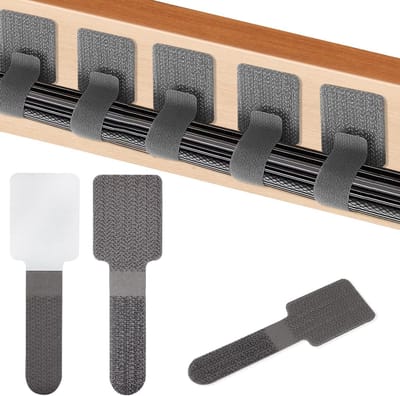 50 Stuks Onder Bureau Kabelbeheer met Zelfklevende Haak en Lussen, Verstelbare en Herbruikbare Kabelclips voor TV, PC en Laptop Organisatie