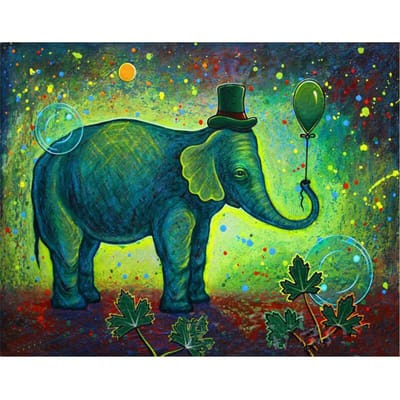 Peinture Diamant Éléphant Forêt Strass Point de Croix 5D Mosaïque Broderie Diamant 20X30CM green