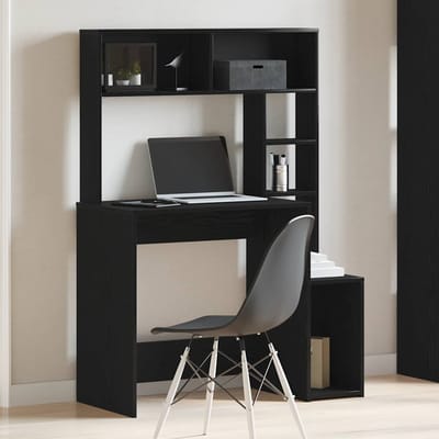 vidaXL - Bureau - met - schappen - 100x45x140 - cm - bewerkt - hout - zwart