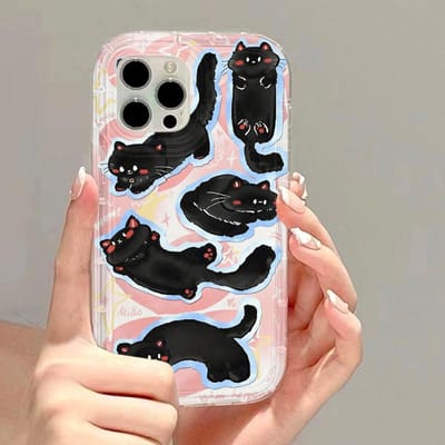 Leuke Kat Telefoonhoesje Voor iPhone 13 Hoesje iPhone 16 Pro 11 12 14 15 Pro Max 7 8 16 Plus XR XS X SE Transparant Zacht Funda Airbag Hoes For iPhone 15 Pro