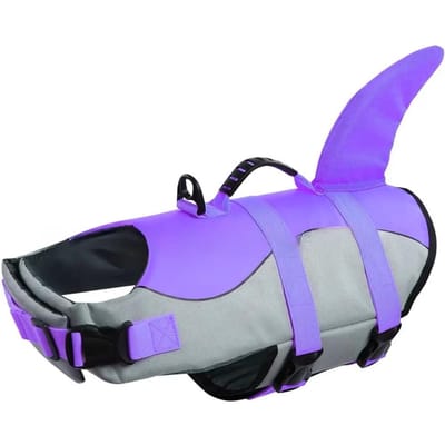 Gilet de sauvetage réglable pour chien avec poignée de secours Gilet de sécurité sportive de sauvetage Vêtements pour chien Flottant pour chiot Costume de natation Pour tous les chiens de compagnie (Purple,S--4-7kg) violet