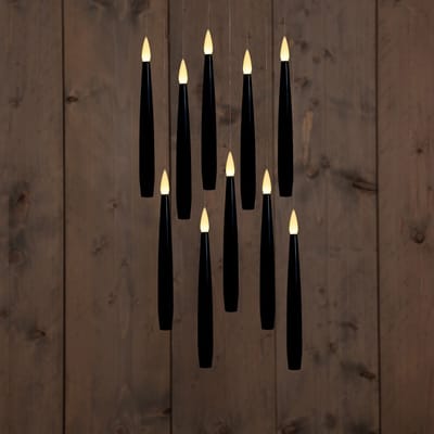 Anna's collection zwevende kaarsen met staf - 10x stuks - zwart - 15 cm - magische toverstaf - afstandsbediening
