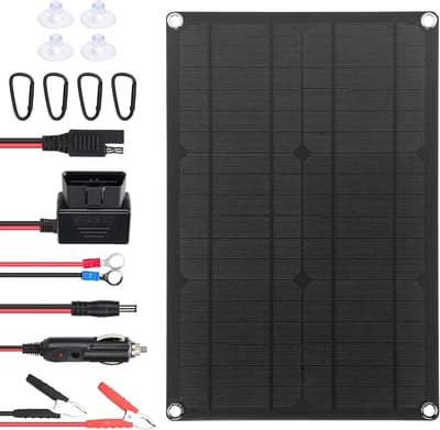 Zonne-auto-acculader - Zonnepaneel kit - Accu opladen - Veilig PWM-circuit - 20 Watt - Zwart