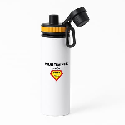 Hacebo® - mijn trainer is mijn superheld waterfles met draaidop oranje - Trainer - super trainer - sport - verjaardag - cadeautje voor trainer - trainer artikelen - kado - geschenk - water fles - 850ML