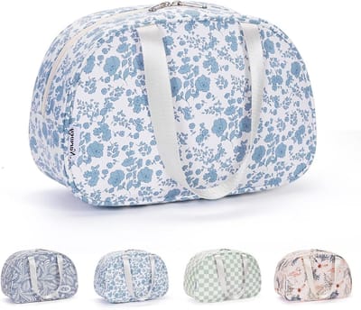 NTHProducts - Toiletry Bag - Grote Capaciteit - Perfect voor Reizen - Kleine Blauwe Bloem - Make-up Organizer - Geschikt voor Vrouwen - Toilettas