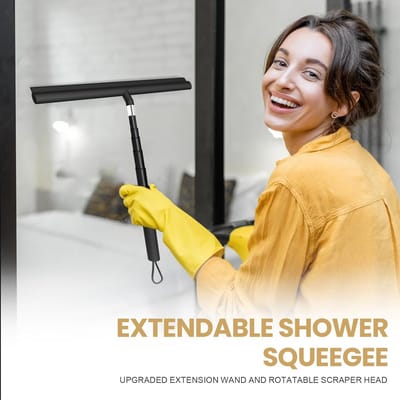 Uittrekbare Douchewisser - Zwart - Verstelbare Lengte 30-120cm - Ergonomische Handgreep - Voor Badkamer en Douche