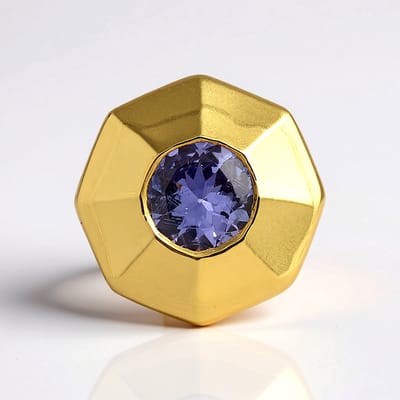 Cavill - Zilveren Hanger - 925 Sterling Zilver Verguld - 0,47 ct Rondgeslepen Tanzaniet - Blauwe Paarse Edelsteen - Elegante Bezelzetting