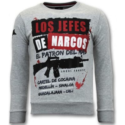 Exclusieve Sweater Heren - Los Jefes De Narcos - Grijs
