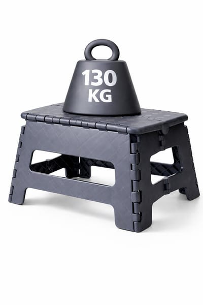 HEM Opvouwbare Opstapkruk – Inklapbaar Krukje 29x22x22 cm – Draagvermogen tot 130 kg – Lichtgewicht – Keuken, Badkamer & Caravan – Grijs