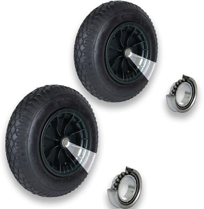 TRUTZHOLM 2x Kruiwagenwiel 4.80 / 4.00-8 4PR - Heavy-Duty Luchtband met As - Set van 2 Pneumatisch Reservewiel Stalkruiwagen