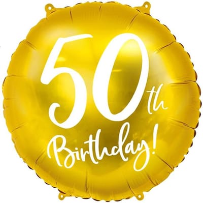 Partydeco - Folieballon 50 Birthday Goud 45 cm