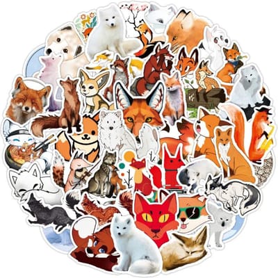Vossen & Wolven Stickers pakket - 50 Stickers - Sneeuwvossen/Dieren stickers - Laptopstickers/Kofferstickers